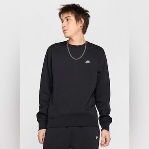 🆕 Nike Club Fleece Pullover Crew Neck Sweatshirt. Black/White, 2XL (FN3886-010)
